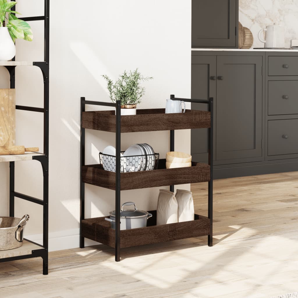 Carrello Da Cucina In Legno Rovere - 60x41x76 Cm Con Ruote, Multiuso Per Casa - Foto 10