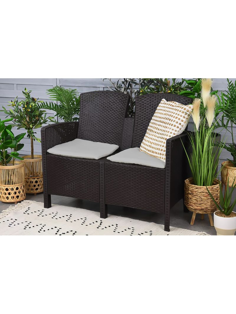 Set salotto da esterno Urano, Set da giardino con cuscini, Salottino indoor  e outdoor effetto rattan, 100% Made in Italy, Bianco