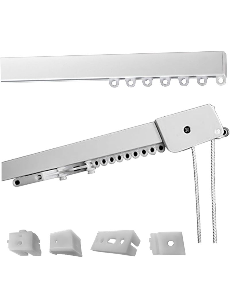Binario Tenda Soffitto In Alluminio Bianco - Personalizzabile, Movimento Manuale, 120 Cm - Foto 4