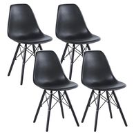 Set 4 sedie scandinave con gambe in legno total black modello Ester