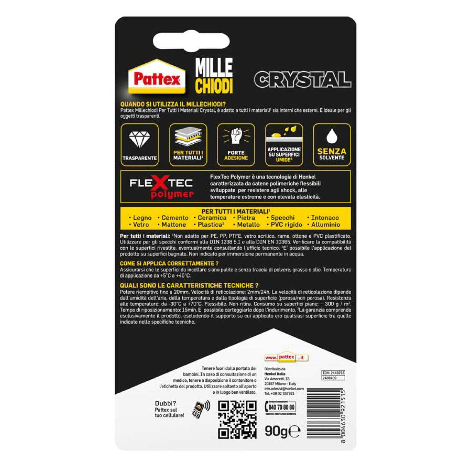 Pattex Sigillante Silicone Neutro Per Vetri E Specchi - Trasparente, Tubo Da 50 Ml, Per Incollaggi E Sigillature