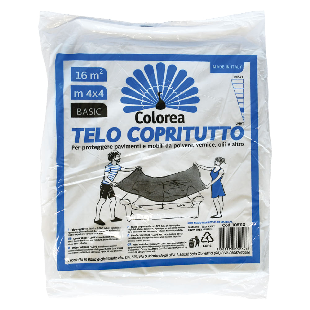 BRICO MARKET SRL  TELO COPRITUTTO BASIC 4X4M 730GR TRASPARENTE