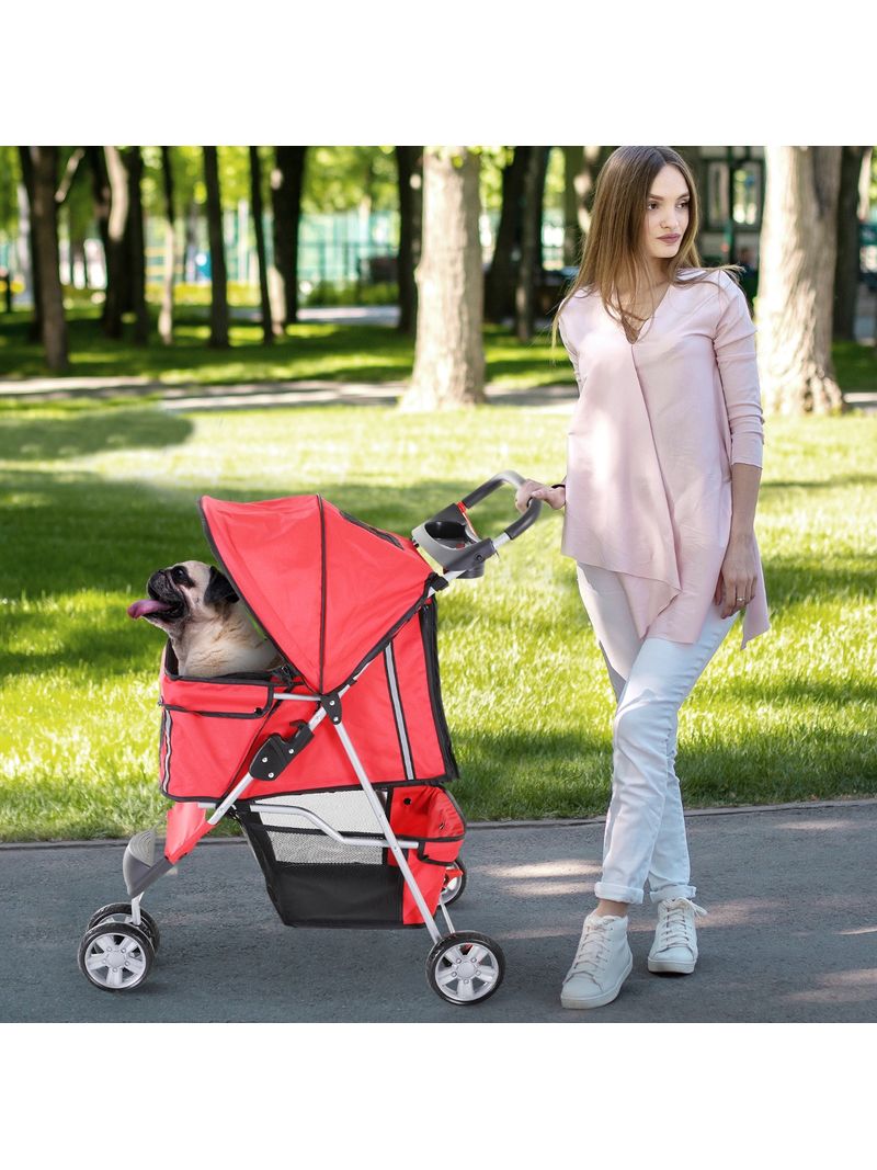 Passeggino per Cani, Carrello per Animali Domestici, Rosso, 75x45x97cm -  BricoBravo