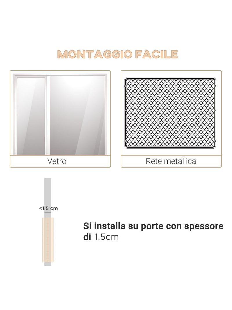 Gattaiola con 4 Modalità di Blocco per Vetro, Rete e Porte, ?44x4cm, Bianco  - BricoBravo