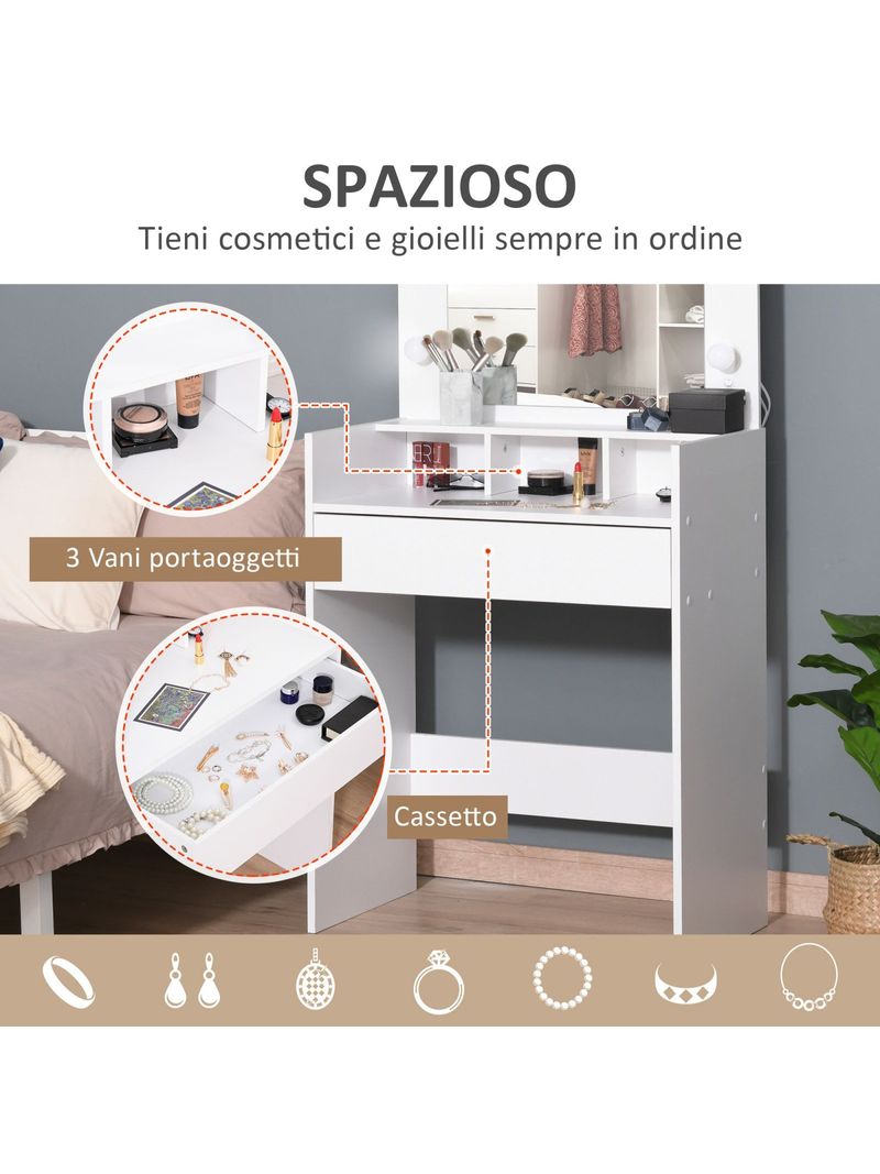 EASYCOMFORT Toeletta con Specchio e Luci, Tavolo per Trucco con