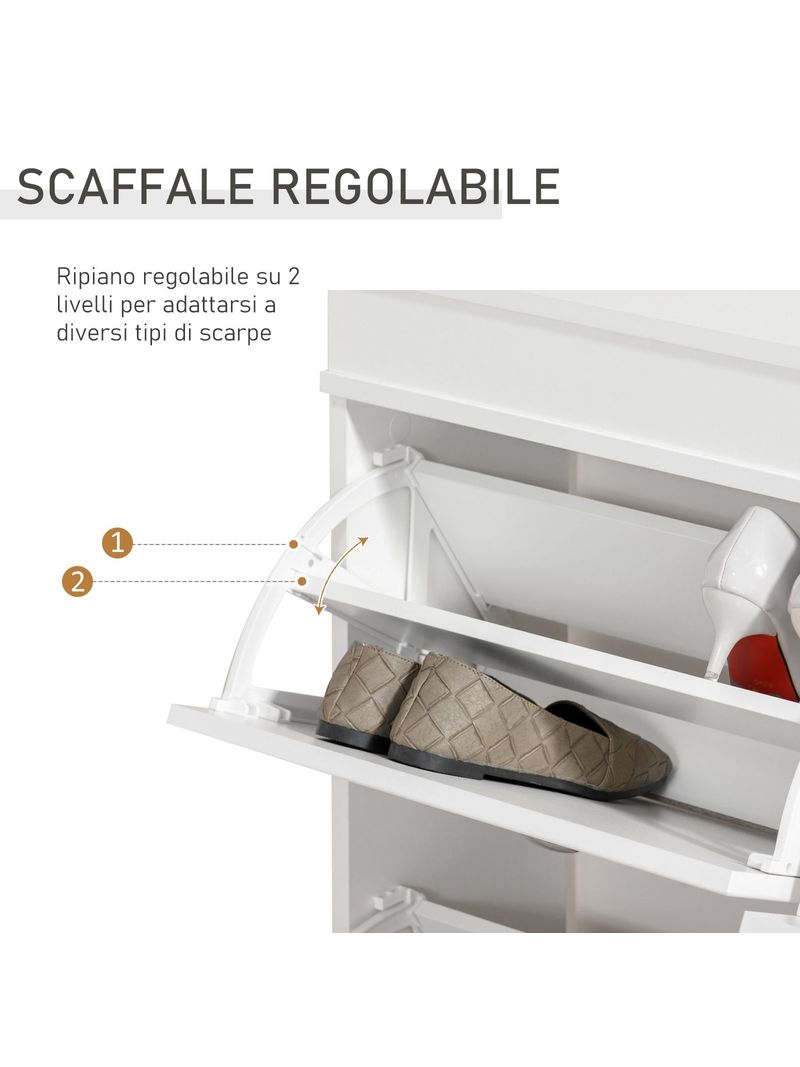 EASYCOMFORT Mobile Scarpiera Salvaspazio in Legno Bianco per