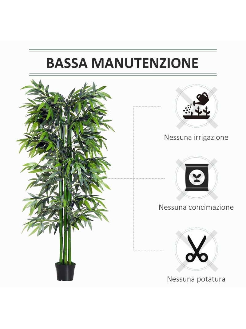 vidaXL Albero Bambù Artificiale 240 Foglie 80 cm Verde