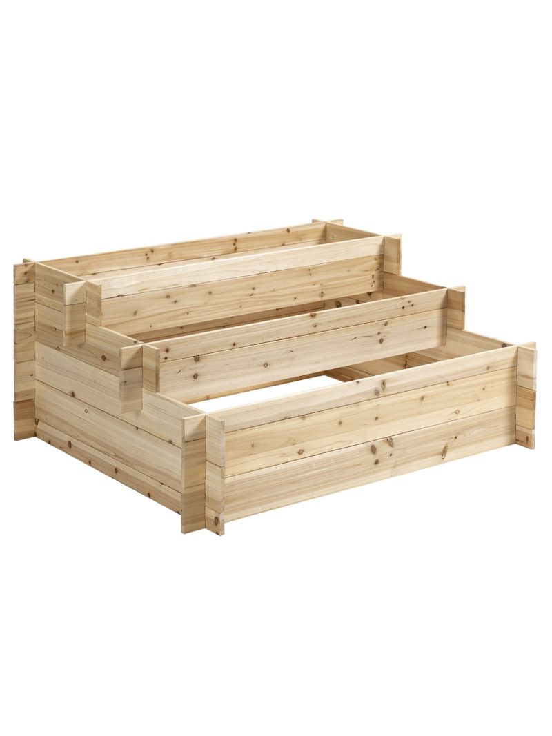Fioriera Legno 2 Livelli Outsunny - Orto Rialzato Con Ruote Stile Country 55x32x56cm - Foto 5