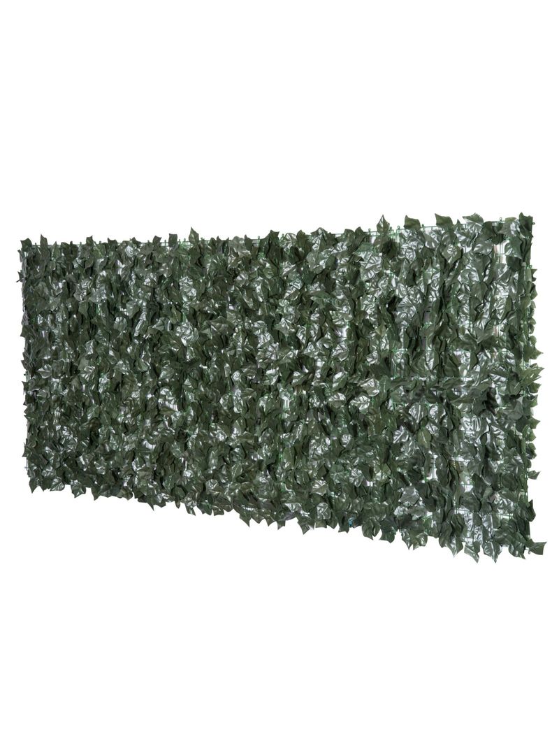 Rotolo di Siepe Artificiale per Balcone e Giardino in PE Anti-UV con Foglie  240x100cm - Verde Scuro - BricoBravo