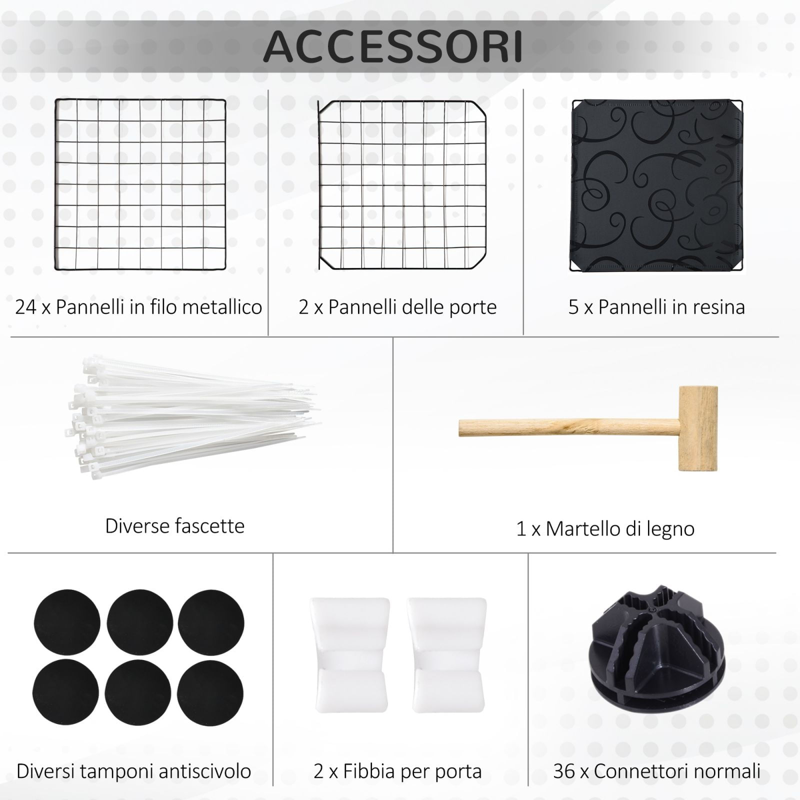 Recinto per Conigli Modulabile con Accessori Montaggio, in Acciaio,  105x105x70cm - Nero - BricoBravo