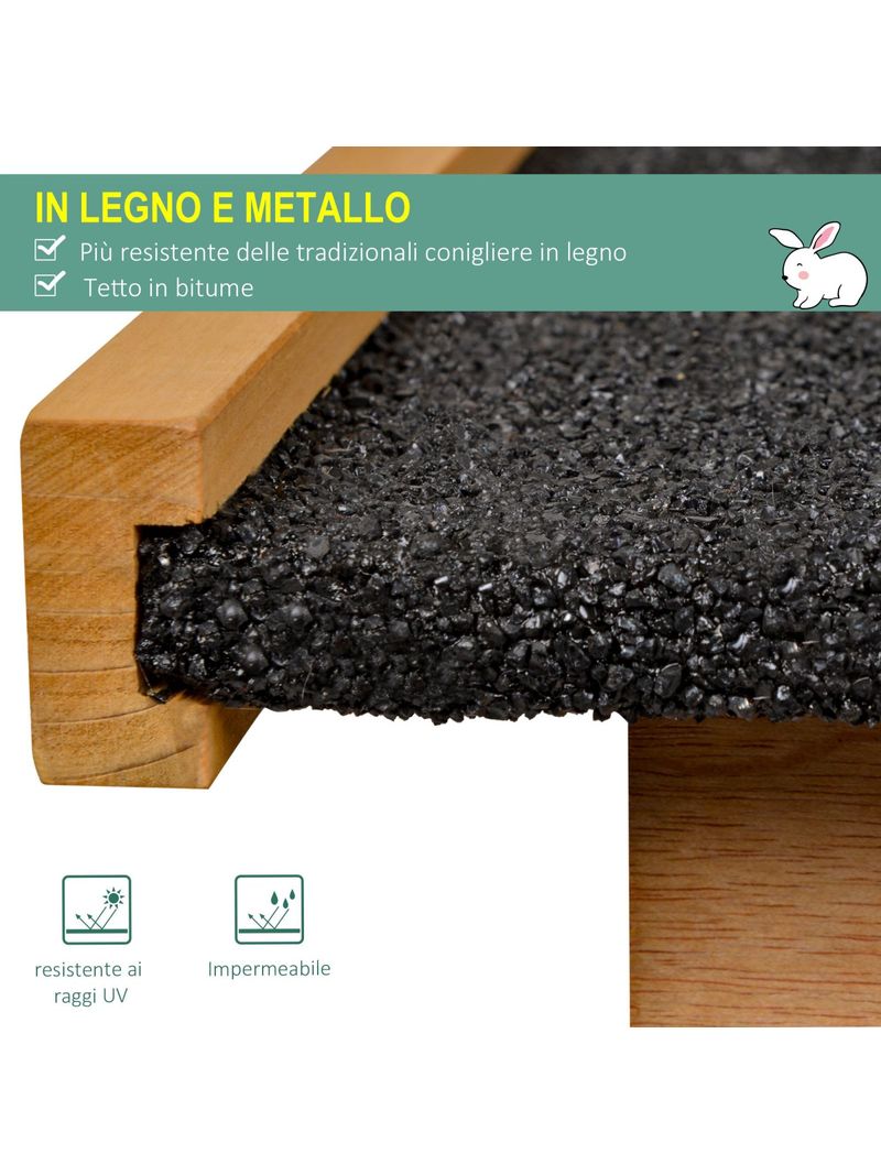 EASYCOMFORT Gabbia per Conigli con Rampa e Area Aperta, Conigliera in Legno  e Metallo su 2