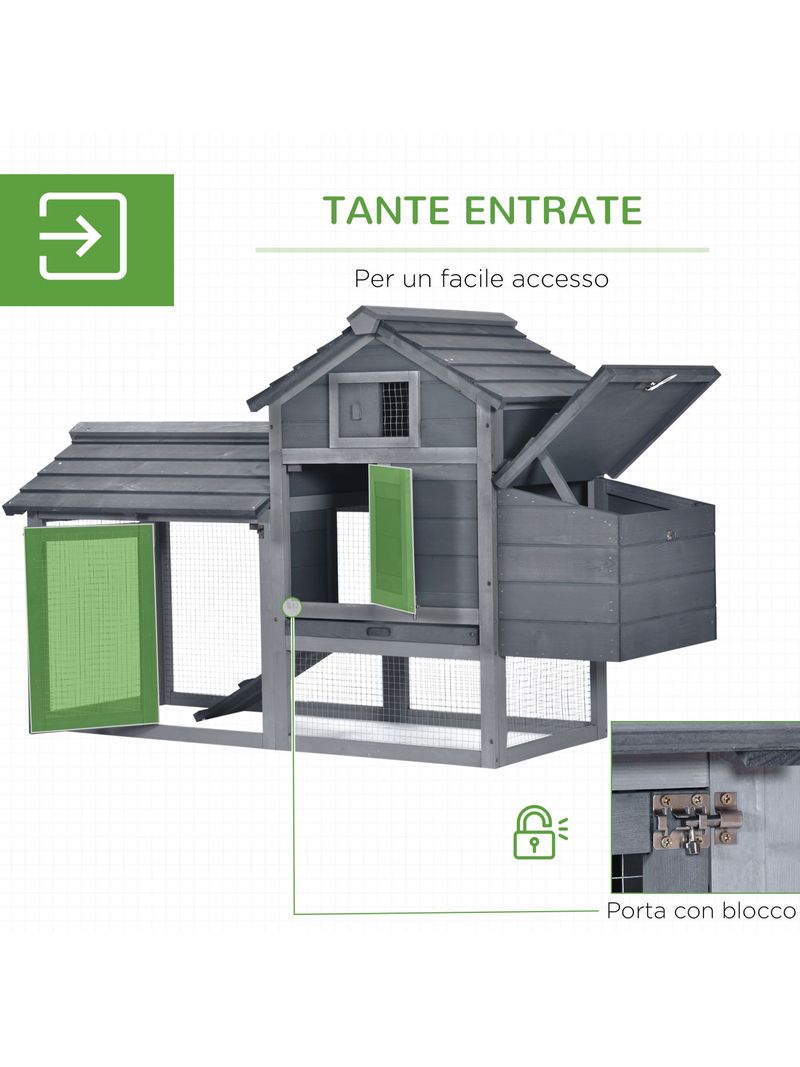 EASYCOMFORT Gabbia per Galline con Casetta e Area Aperta, Nido con