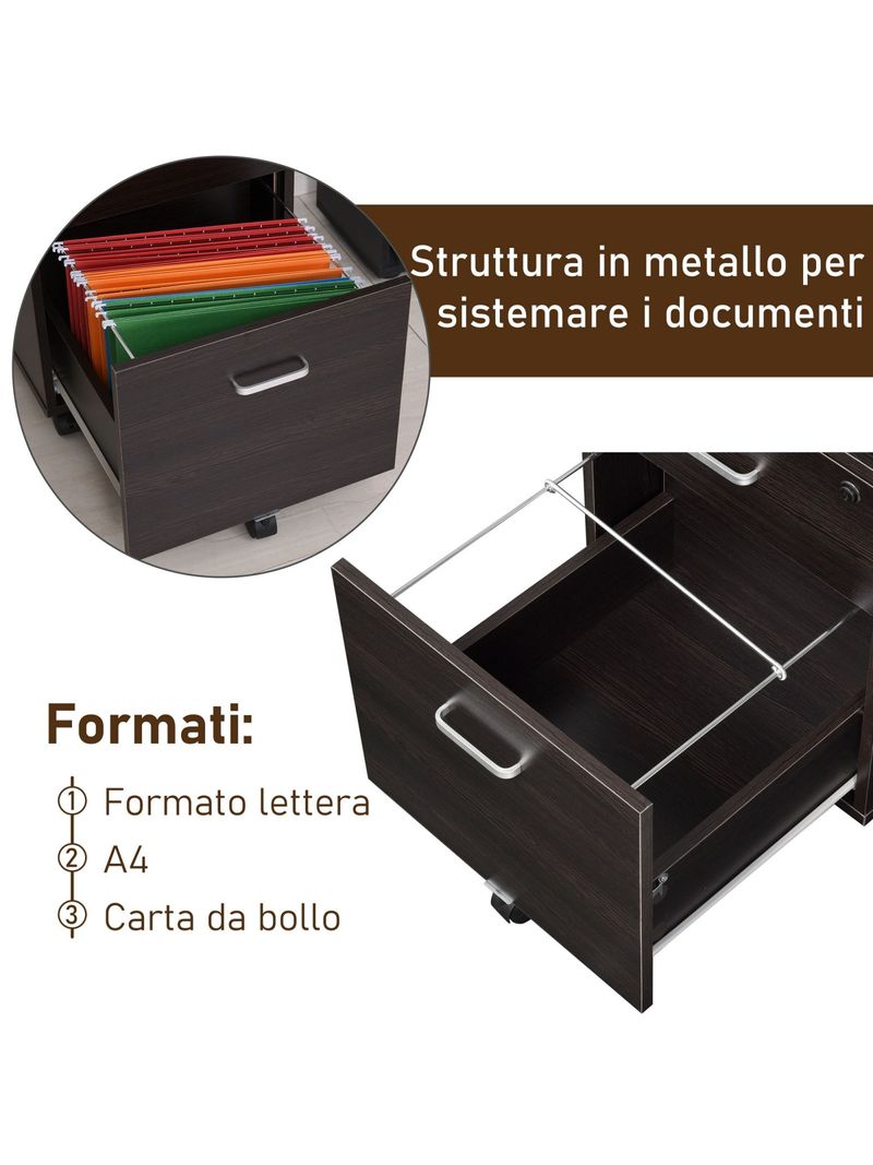 EASYCOMFORT Cassettiera Ufficio con Ruote, Schedario