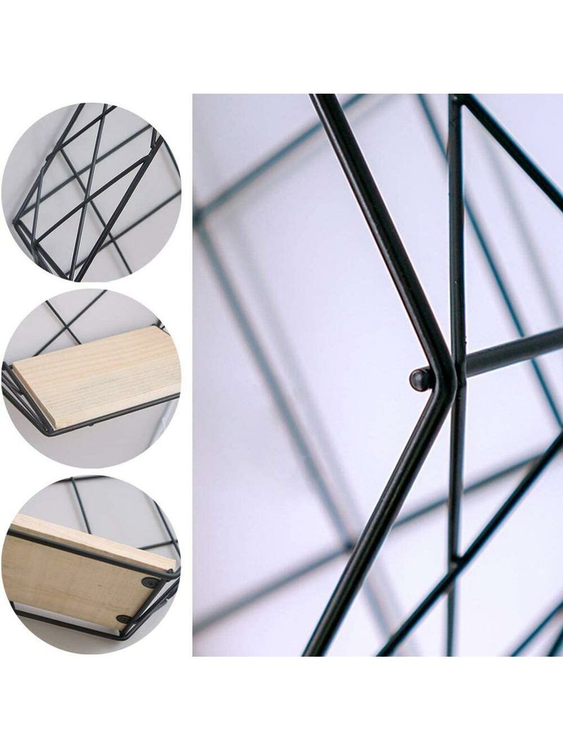 Bigougem, mensole a esagono galleggianti in legno, supporto in ferro da parete, multifunzionale, stile nordico, geometrico, con ripiano esagonale, per casa, camera da letto, bagno, nero, M1 dorato, S