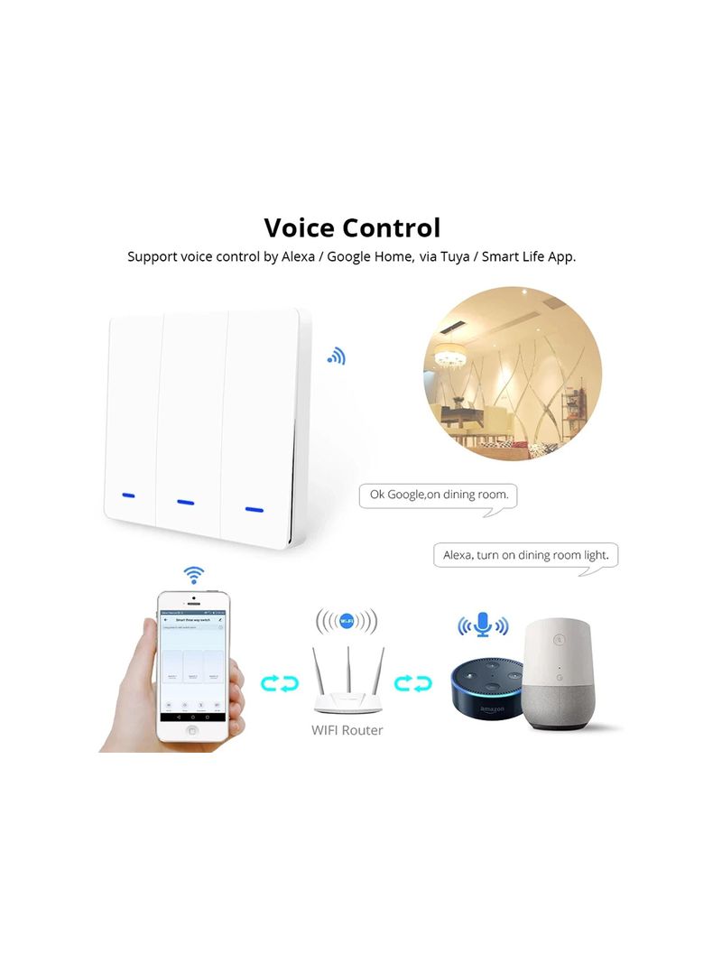 ZigBee Interruttore Wireless 3 Tasti Con 9 Scene Switch App Tuya  Alimentazione Con Pile