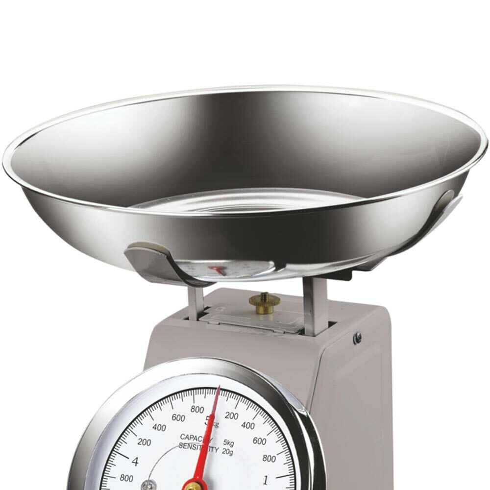BAKAJI Bilancia Cucina Meccanica Atlas 5kg - Bilancia Analogica In Metallo Con Ciotola, Design Vintage (Rosso) - Foto 12