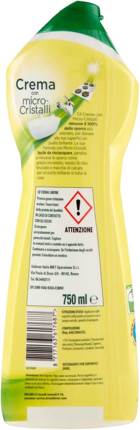 5 Detergenti Cif In Crema - Con Particelle Naturali, 5 Flaconi Da 500 Ml - Foto 8