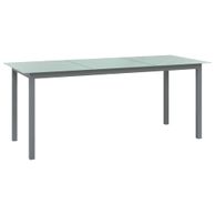 Tavolo da Giardino Grigio Chiaro 190x90x74cm Alluminio e Vetro cod mxl 47300