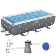 Bestway piscina fuori terra rettangolare antracite 404x201x100 cm power steel con pompa, filtro e scaletta - 56441 - new
