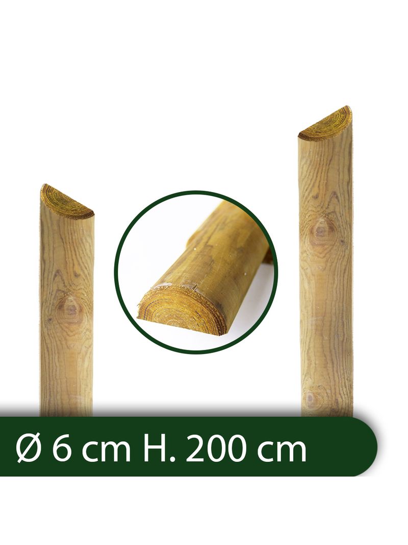 Pali In Legno Per Recinzione - Mezzi Pali Tondi Trattati, Lunghezza 200cm, Diametro 6cm, Per Steccati Fai Da Te - Foto 13