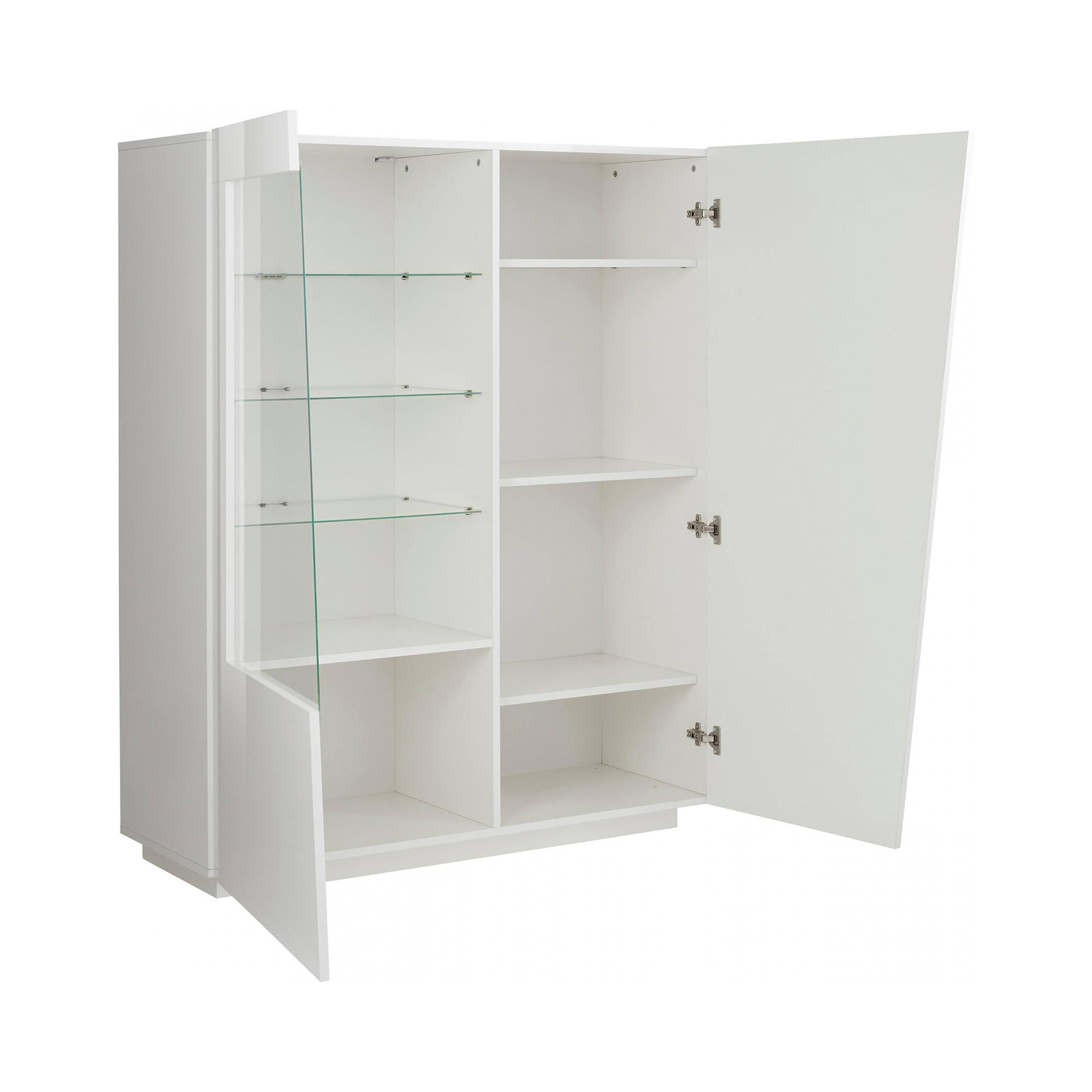 Vetrina moderna con anta a vetro, Made in Italy, Credenza con luce LED  bianca, Vetrinetta da soggiorno, cm 120x43h146, Bianco lucido - BricoBravo