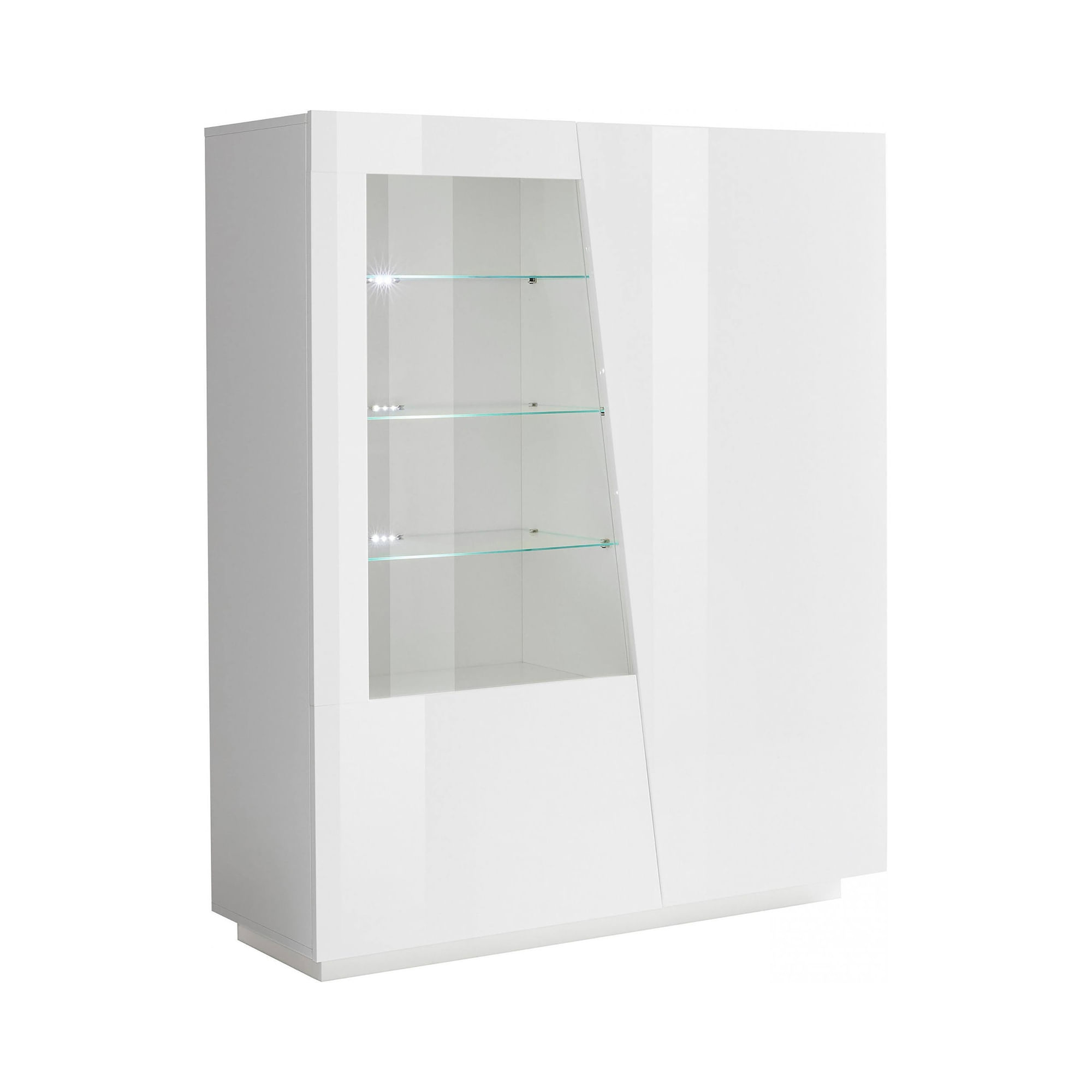 Dmora Vetrina moderna con anta a vetro, Made in Italy, con luce LED bianca,  Credenza con