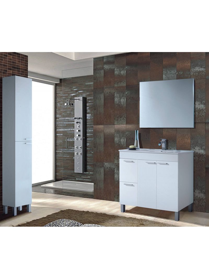 Compra Dmora Mobile sottolavabo Lakewood, Mobiletto per bagno, Armadio a 2  ante e due cassetti con specchio, lavabo non incluso, cm 80x45h80, Grigio  cenere all'ingrosso