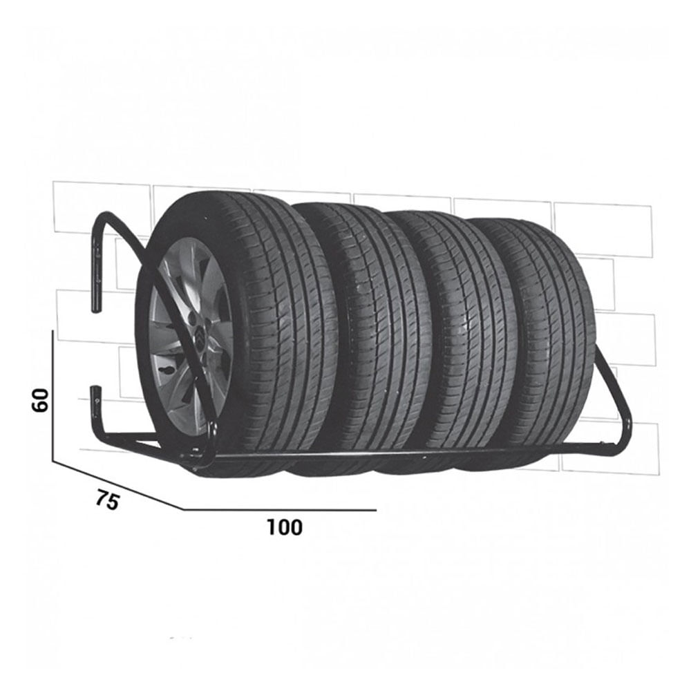 Kit porta gomme ruote scaffale a muro 100xP75xh60cm garage officina KIT