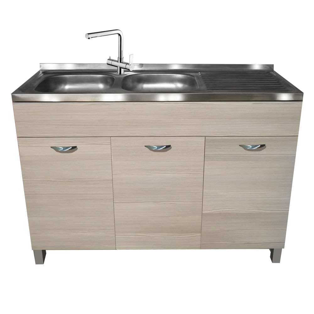 Sottolavello In Kit Per Lavello Inox 120x50cm - Bianco, Con Mobile - Foto 7