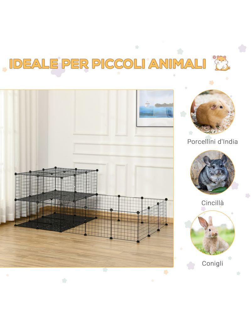 Gabbia per Conigli 105x70x45 cm in Metallo Nero – acquista su Giordano Shop