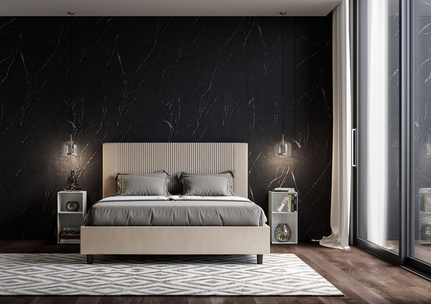 Rete Letto Matrimoniale 160x190 Cm Con 7 Piedi | Doghe In Legno | Struttura In Ferro Rinforzata