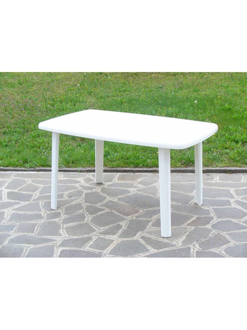 Tavolo da Esterno Giardino Tavolino in plastica Resina Bianco 140x85 h72cm  ovale