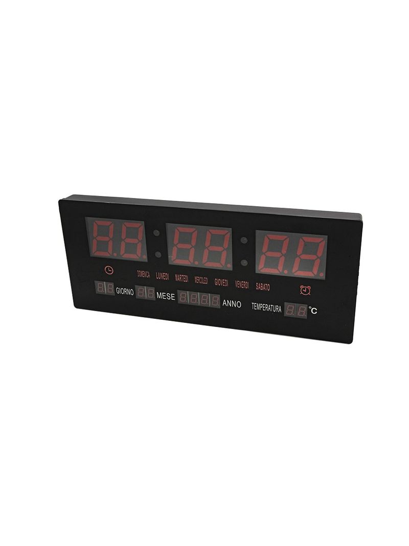 Orologio Da Parete Digitale A LED Con Calendario E Temperatura, 36x13x3 Cm, Nero, Silenzioso, Da Appoggio O Parete - 4