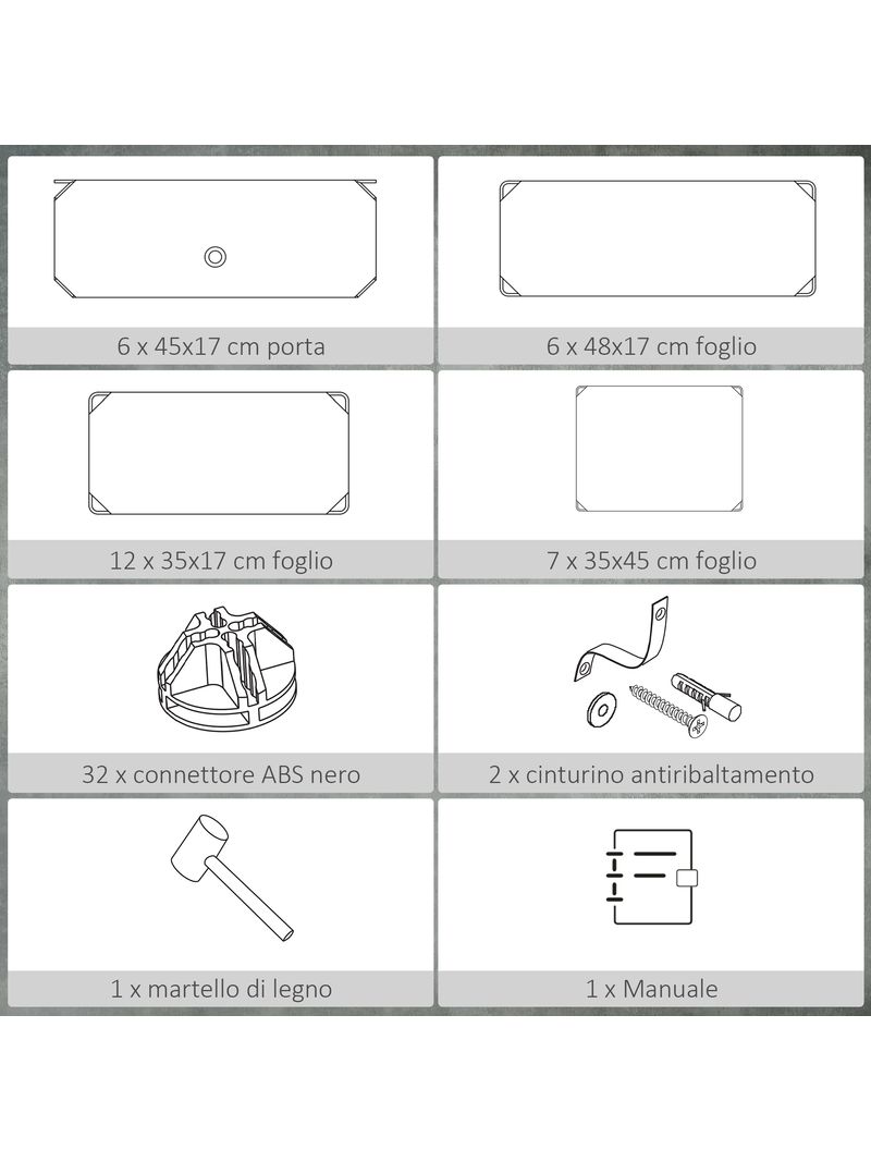 Scarpiera Modulare 45x36,5x108 cm 6 Cubi in Plastica e Acciaio Bianco