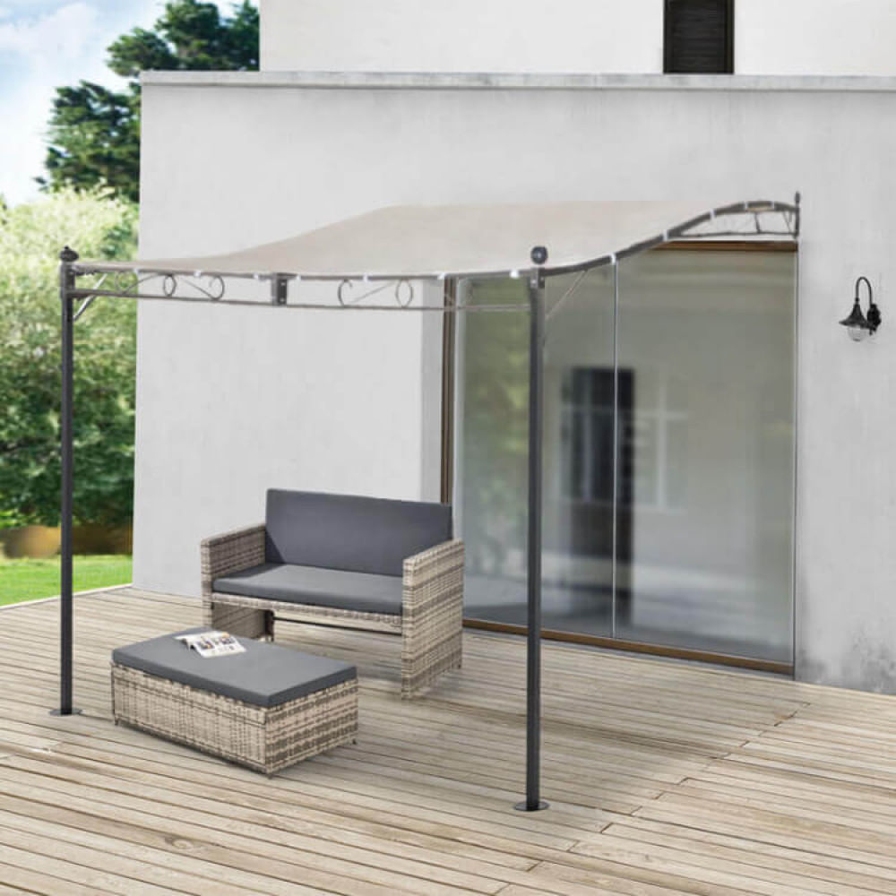 Gazebo Pergola Addossato 3x4 m in Acciaio Antracite BricoBravo