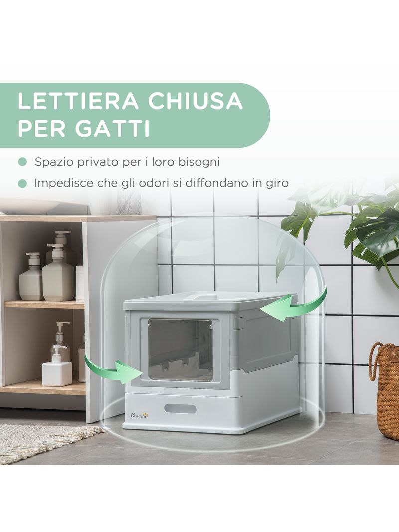 Lettiera per Gatti 47,5x35,5x36,7 cm in PP Bianco e Grigio - BricoBravo