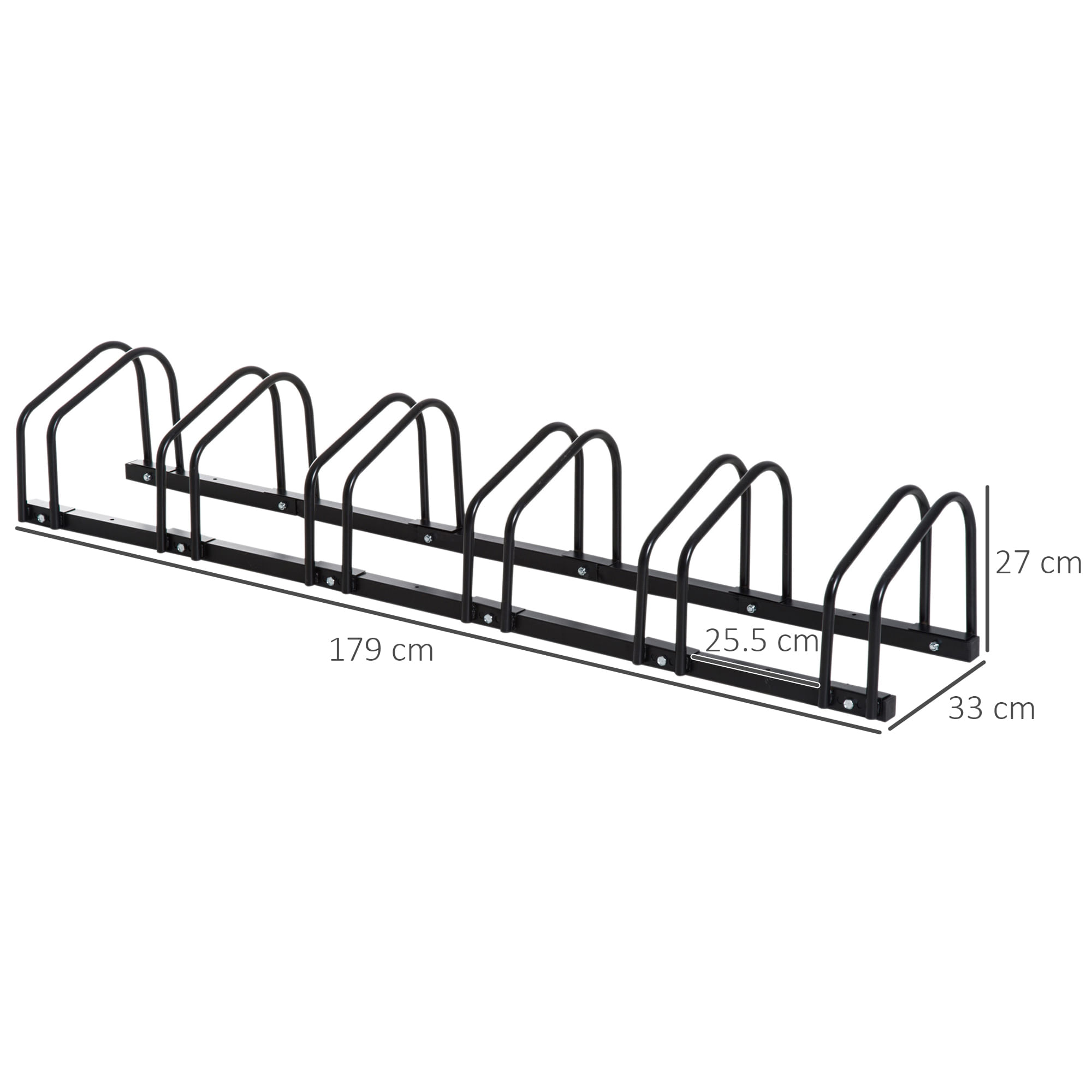 Rastrelliera Porta Biciclette 6 Posti 179x33x27 cm in Acciaio Nero -  BricoBravo