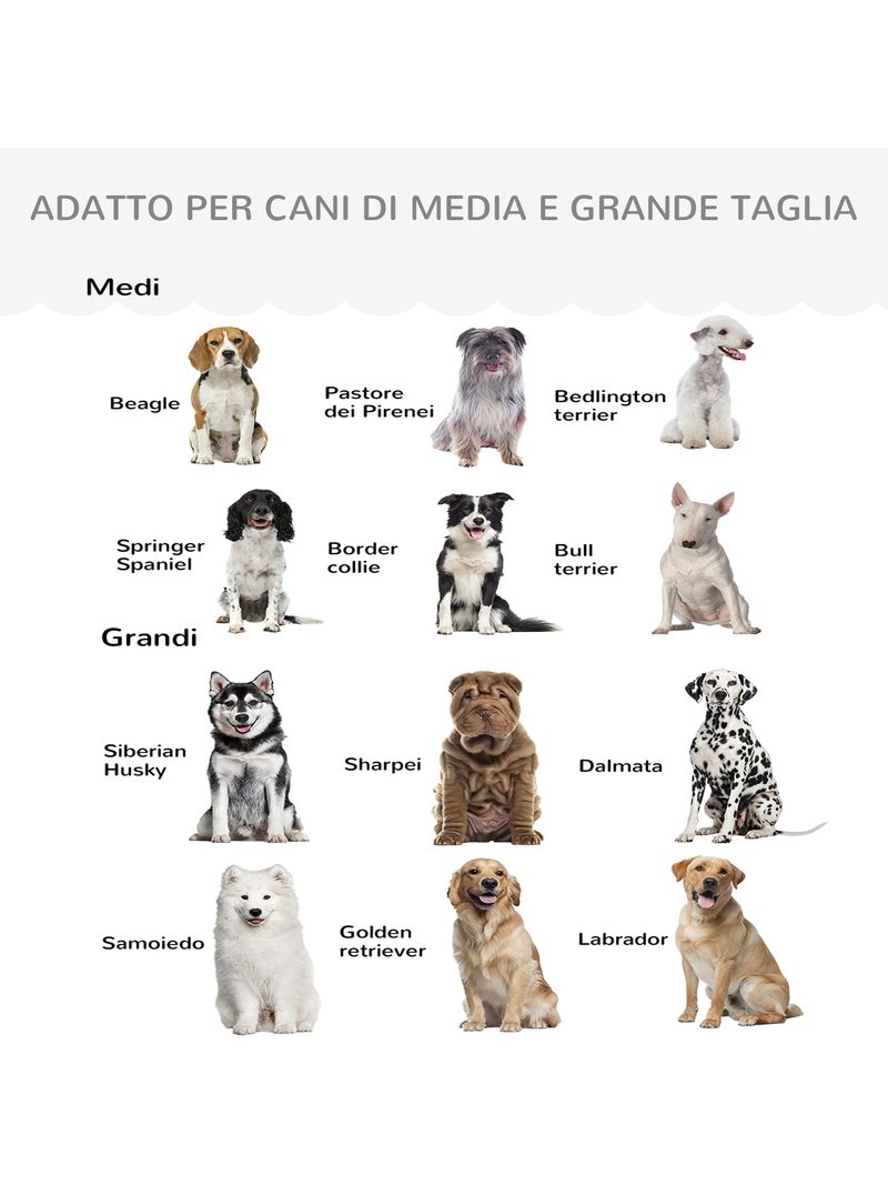 Divano per Cani Taglia Medio-Grande 98,5x60,5Px35 cm in tessuto Grigio