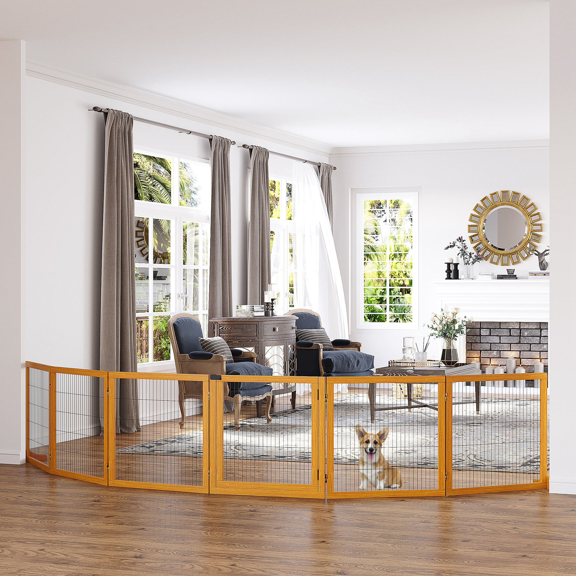 Cancelletto di Sicurezza Pieghevole per Animali Domestici 432x36x70 cm in  Legno e Acciaio Giallo - BricoBravo