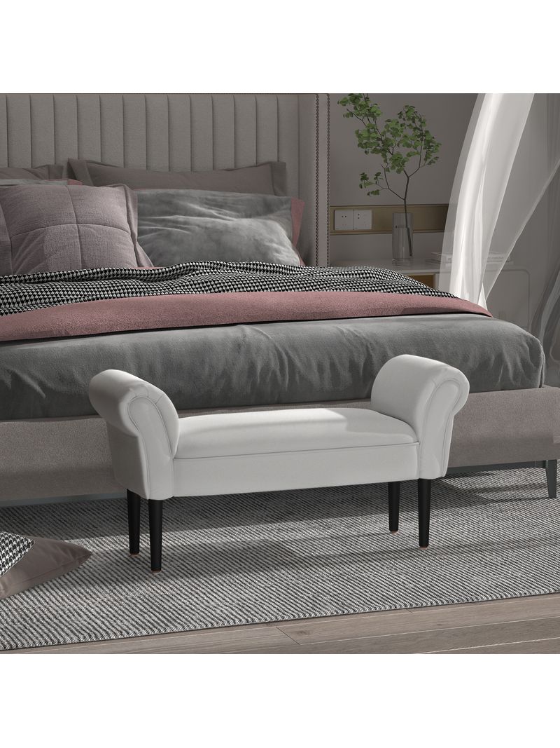 Panca Fondo Letto 102x31x51 cm in Tessuto Flanella Grigia