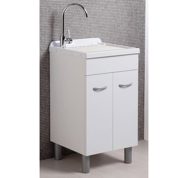 Mobile lavatoio 60x50 cm linea Way bianco lucido con vasca in ceramica