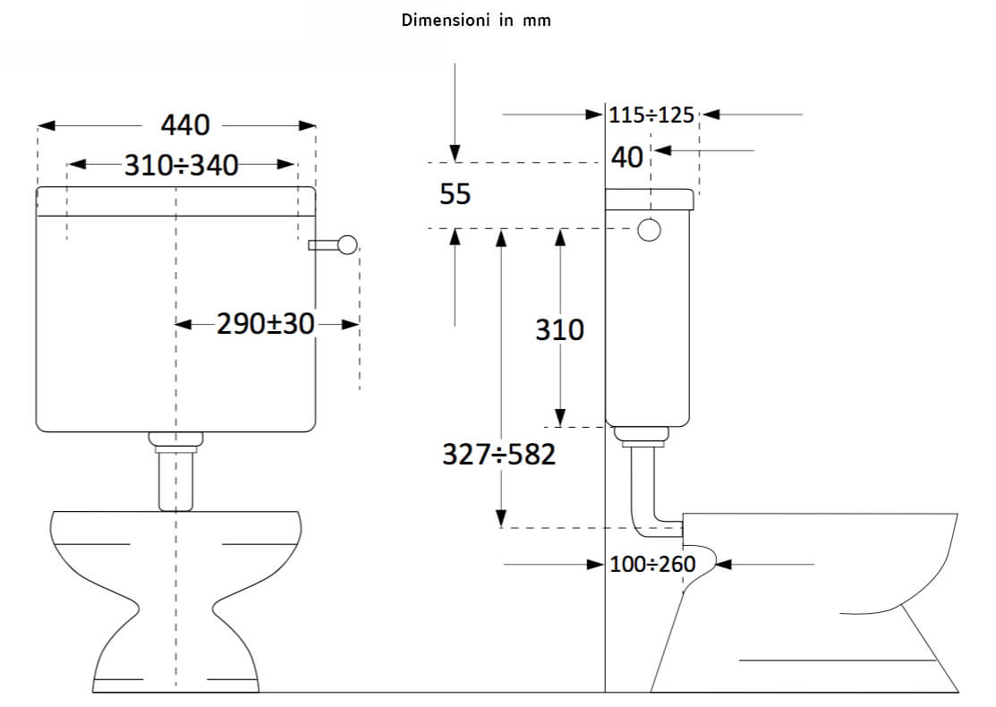 Cassetta WC A Zaino Pratika N1034RAM | Capacità 9 Litri | Coibentata E Silenziosa | Allacciamento Versatile | Made In Italy - Foto 8