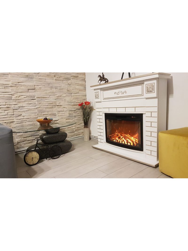 Camino Elettrico da Pavimento 100,5x115x33 cm Effetto Fiamma 1500W