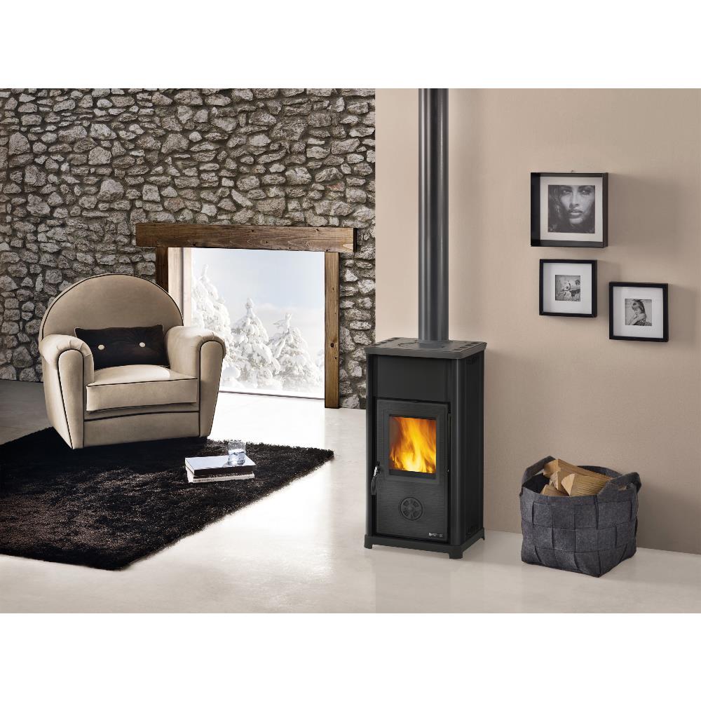 NORDICA EXTRAFLAME Stufa A Legna 7,2kw Acciaio Antracite Riscaldamento ...