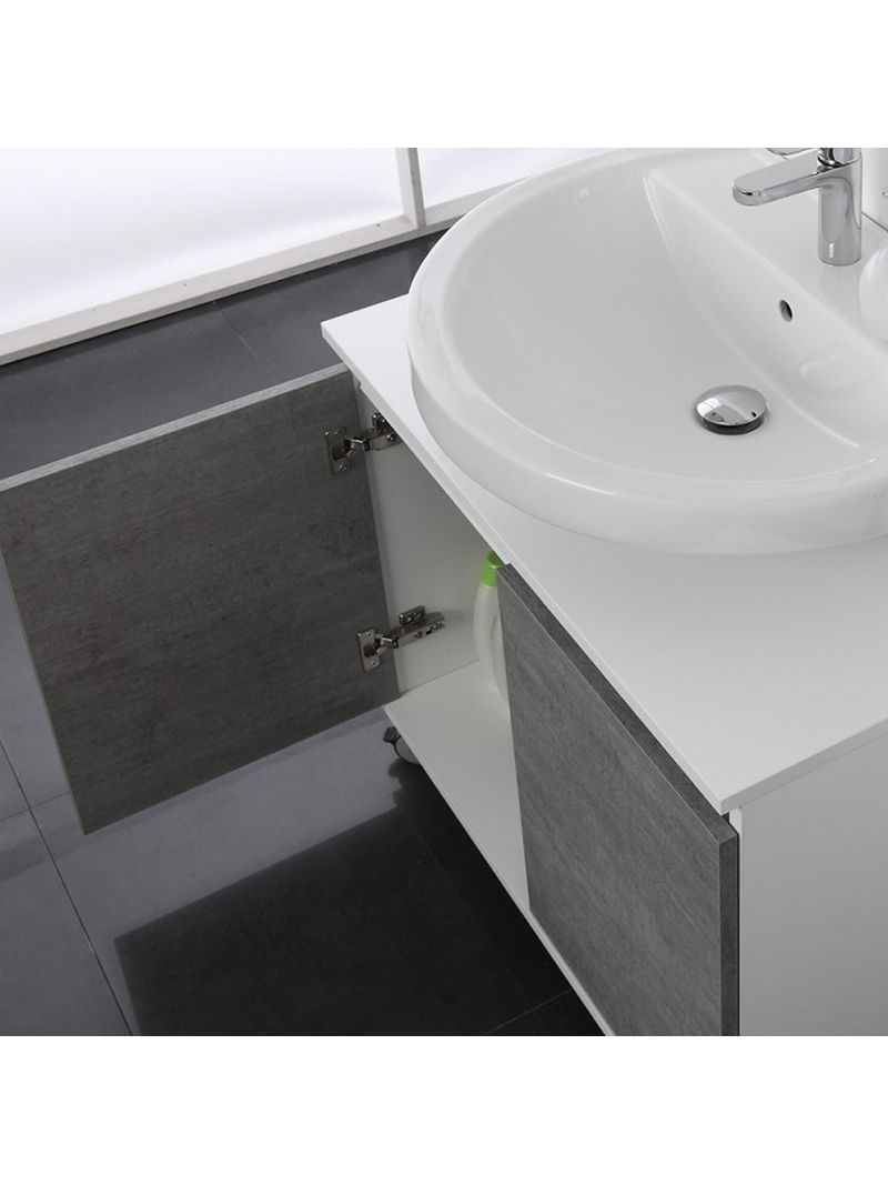 Mobile bagno sottolavabo 80 cm con ruote cemento copricolonna moderno -  BricoBravo