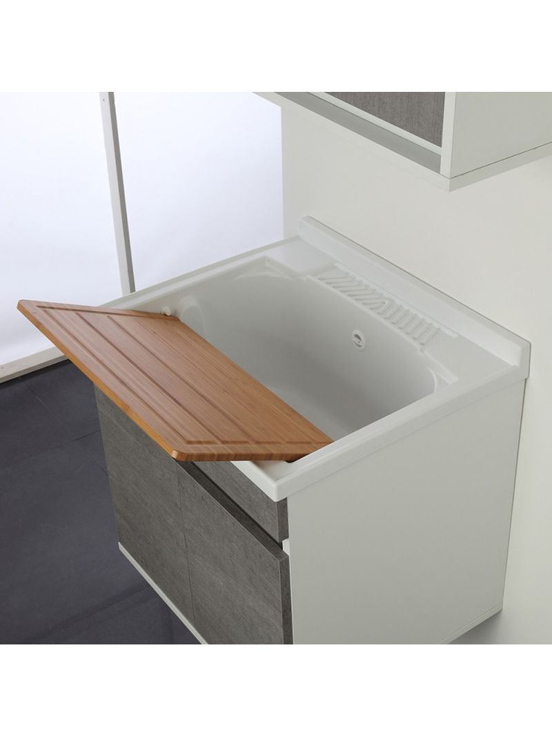 Mobile Lavatoio Athena Con Vasca Metacrilato - Bianco, 60x50x86 Cm, Con Asse Legno - Foto 10