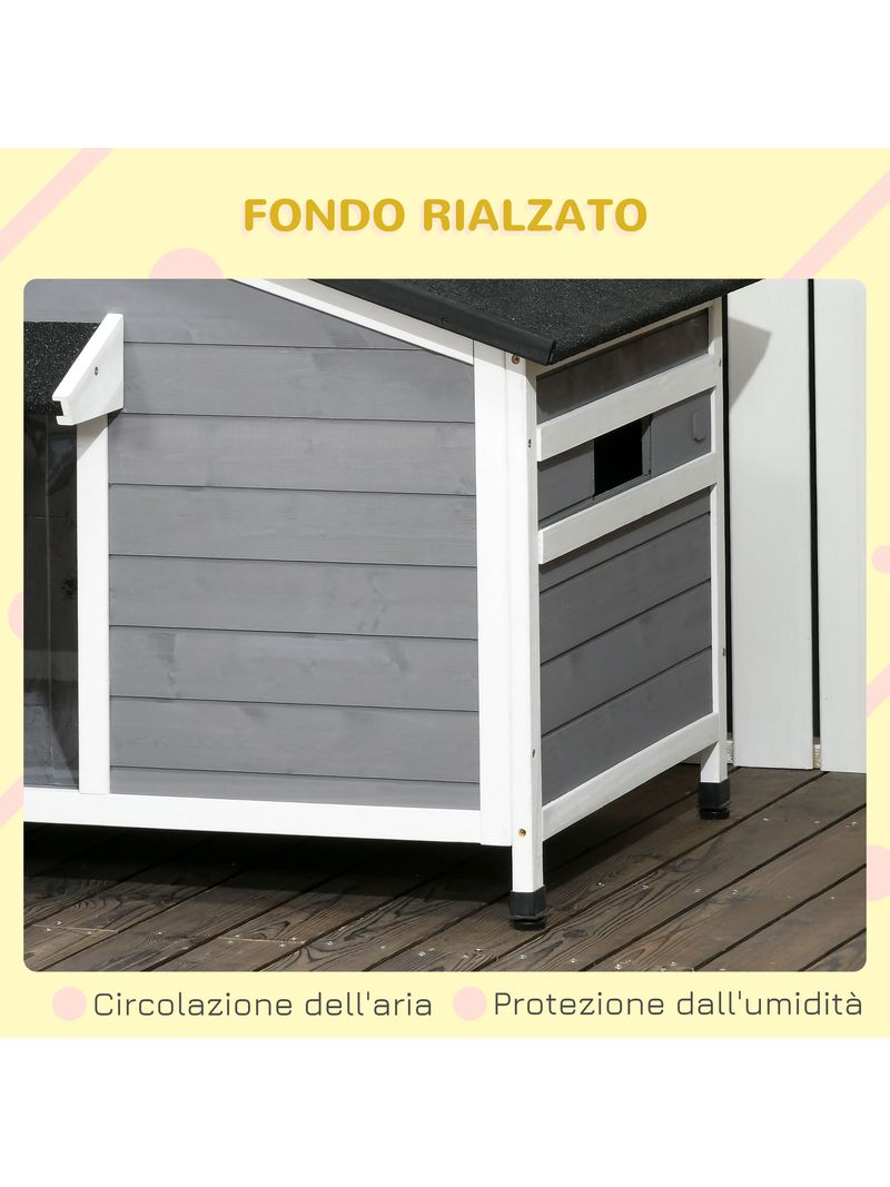 Cuccia Casetta per Cani 109x79x72 cm in Legno Grigio - BricoBravo