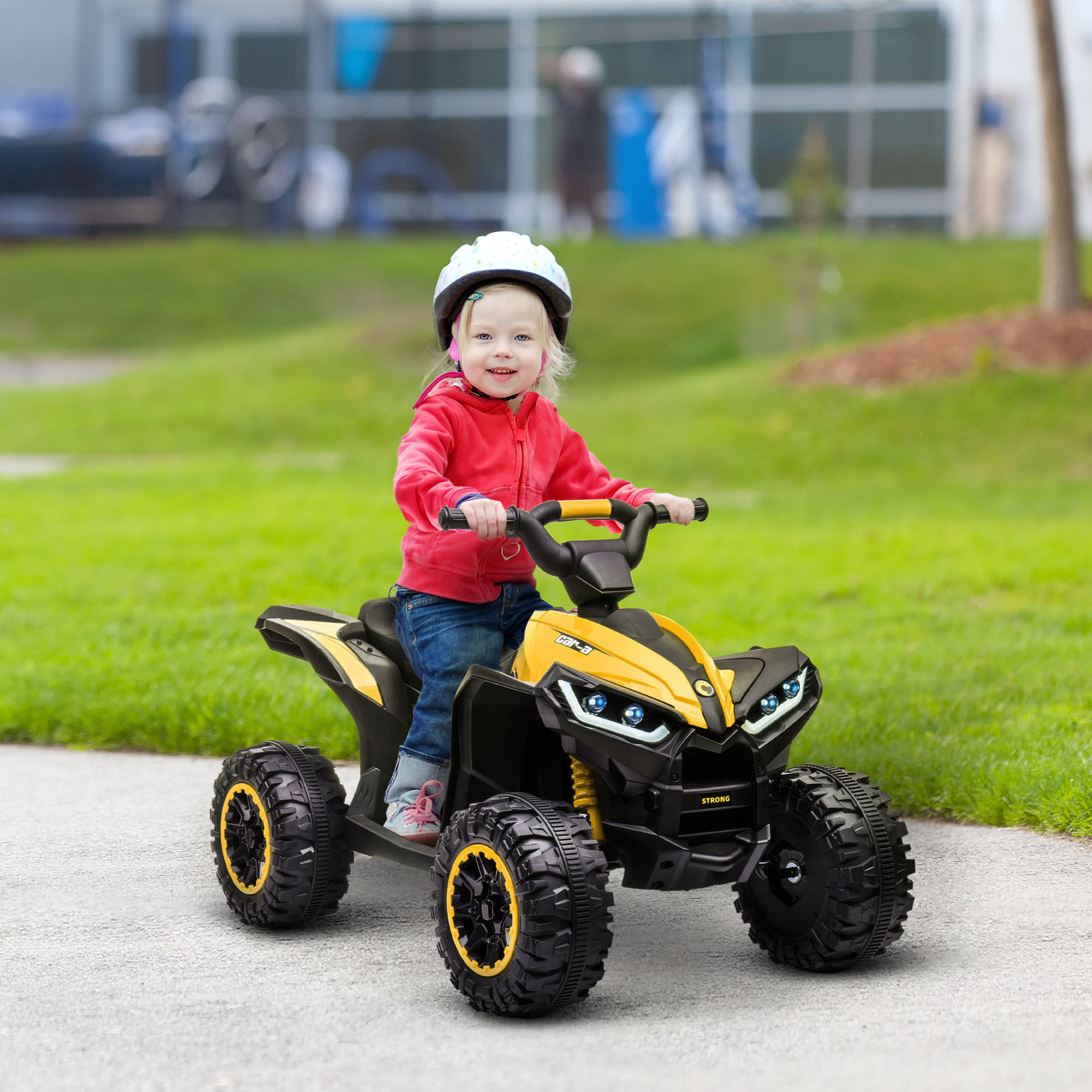 Quad per bambini elettrico, 12V, con fari funzionanti e pedale