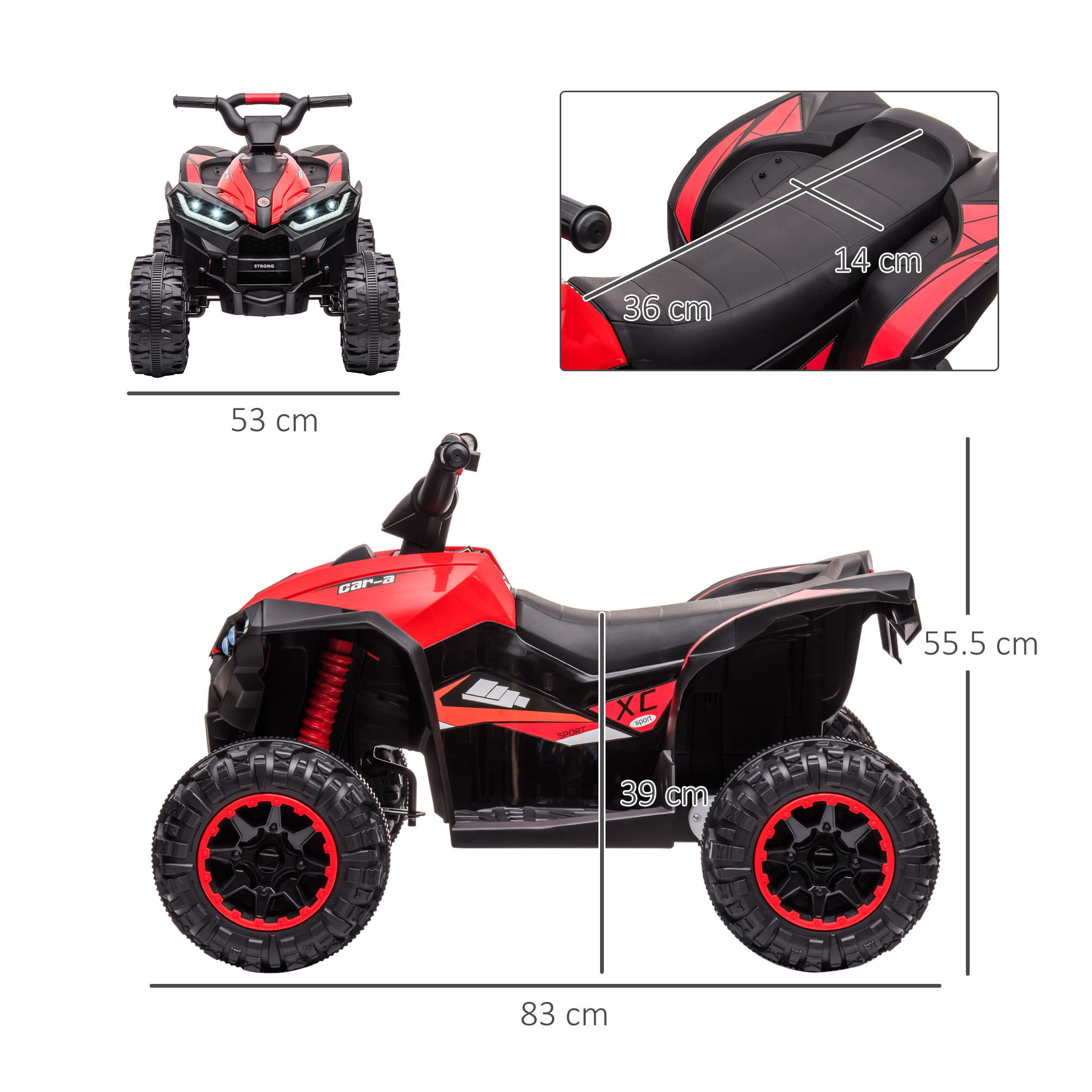 Quad per bambini elettrico, 12V, con fari funzionanti e pedale