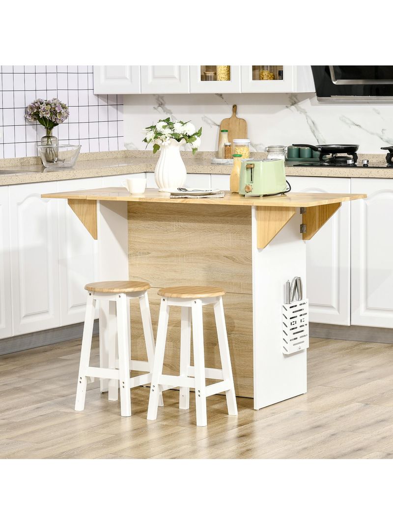 Isola Cucina 3 Ripiani 140x55x91 cm in Legno e Truciolato Bianco